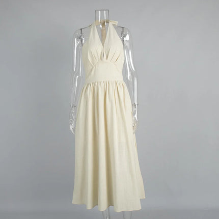2025 New Women Summer Cotton Long Dress Sleeveless Sexy V-Neck Boho Maxi Dress Loose Style Long Dress Vestidos Clothes
