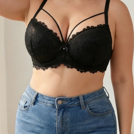 Plus Size Lace Women's Bra Thin Cup Push-up Bra Underwire Side Support Wide Strap Comfortable Bra Women