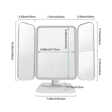 Trifold Makeup Mirror with LED Lights