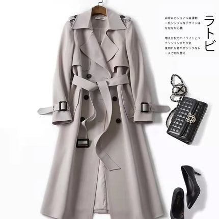 Phantasy Trench Coat Women Long Sleeve Jacket British Style Long Cloack Lace Up Elegant Office Lady Trench Spring Autumn Outfit