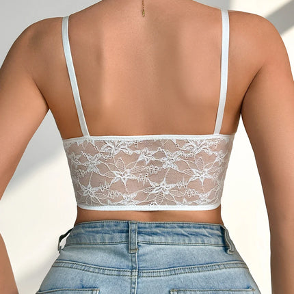 Sexy Women Lace Trim Bra Mesh Cropped Underwear Push Up Bra Comfy & Elegant Ladies Slim Intimates Lingerie