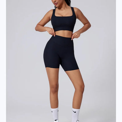 Women Yoga Suit Tracksuit Sports Bra High Waist Legging Shorts Outfit Gym Set Fitness Running Workout Clothes Push Up Sportswear