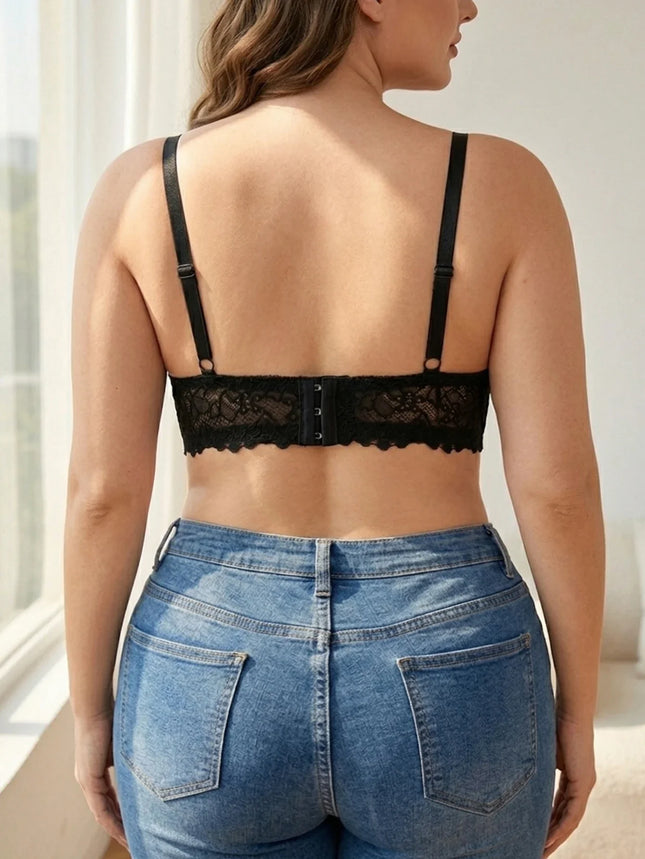 Plus Size Lace Women's Bra Thin Cup Push-up Bra Underwire Side Support Wide Strap Comfortable Bra Women