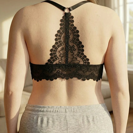 Women B C D E Cup Lace Backless Push Up Bra Underwire Side Shaping Underwear Sexy Floral Lace Bralette Adjustable Strap Lingerie