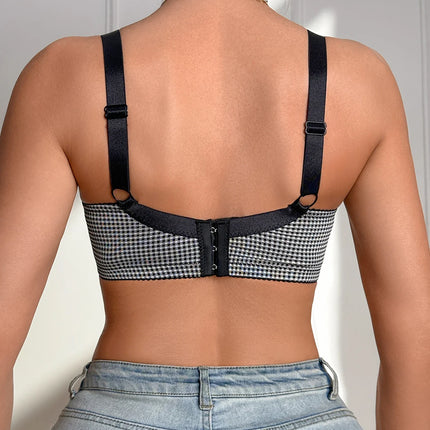 Daily Plaid Women's Bra Push up Underwire Seamless Underwear Stylish Strappy Cross Wide Shoulder Straps Women Lingerie