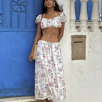 Lace Skirt Set Dress Summer Women Beach Holiday Sexy Cotton Matching Set Outfits Spring White 2 Pcs Vestidos Female Set 2025