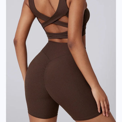 Women Yoga Suit Tracksuit Sports Bra High Waist Legging Shorts Outfit Gym Set Fitness Running Workout Clothes Push Up Sportswear