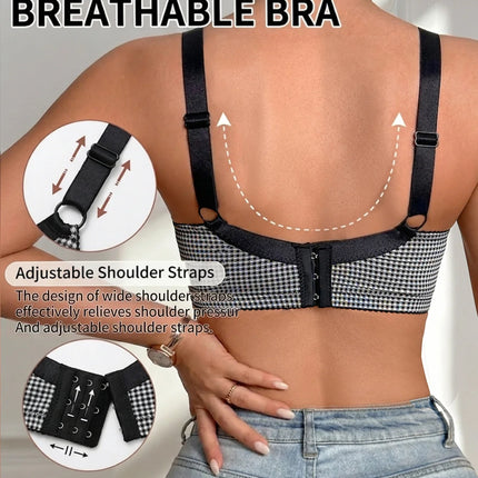 Daily Plaid Women's Bra Push up Underwire Seamless Underwear Stylish Strappy Cross Wide Shoulder Straps Women Lingerie