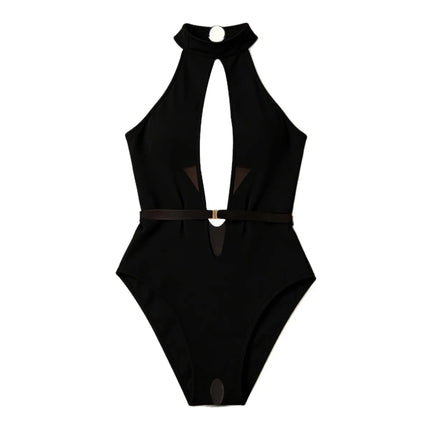Crotchless Sexy Transparent Bodysuits Women Lace Lingerie Deep V Halter Baby Doll Dress Sexy Open Crotch Erotic Hot Underwear