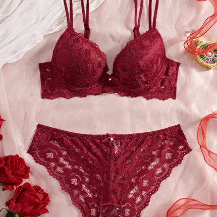 Single of Women's Underwear Set Sexy Lace Patchwork with Push Up Bra Romantic Sheer Women's Panties