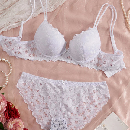 Single of Women's Underwear Set Sexy Lace Patchwork with Push Up Bra Romantic Sheer Women's Panties