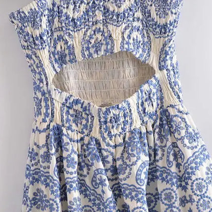 Blue Floral Embroidey Summer Beach Dress Women Casual Holiday Bohemian Dress Boho Sundress Maxi Long Vestidos Fashion Clothes