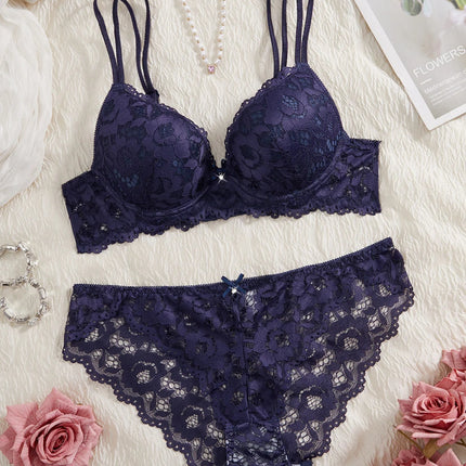 Single of Women's Underwear Set Sexy Lace Patchwork with Push Up Bra Romantic Sheer Women's Panties