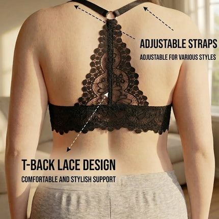 Women B C D E Cup Lace Backless Push Up Bra Underwire Side Shaping Underwear Sexy Floral Lace Bralette Adjustable Strap Lingerie