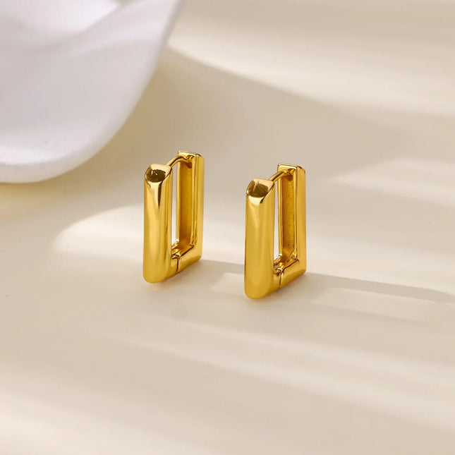 Elegant Square Earrings for Women Girls Stainless Steel Hoop Earrings Luxury Wedding Engagement Aesthetic Jewerly aretes