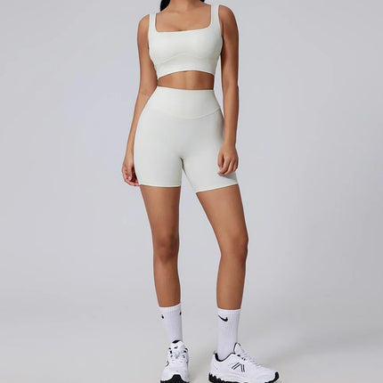 Women Yoga Suit Tracksuit Sports Bra High Waist Legging Shorts Outfit Gym Set Fitness Running Workout Clothes Push Up Sportswear