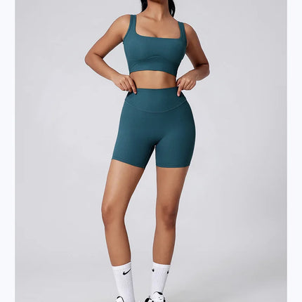 Women Yoga Suit Tracksuit Sports Bra High Waist Legging Shorts Outfit Gym Set Fitness Running Workout Clothes Push Up Sportswear