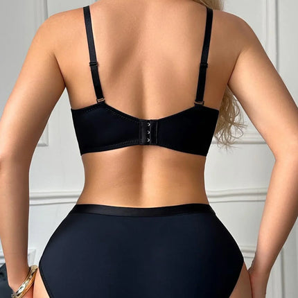 Stylish Color Block Women's Underwear Set Basic Push Up Bra Comfy Daily Female Panties Underwire Ladies' Lingerie Set