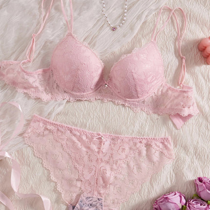 Single of Women's Underwear Set Sexy Lace Patchwork with Push Up Bra Romantic Sheer Women's Panties