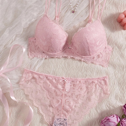 Single of Women's Underwear Set Sexy Lace Patchwork with Push Up Bra Romantic Sheer Women's Panties