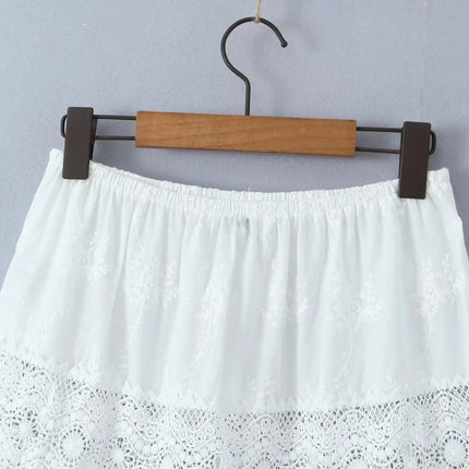 Lace Skirt Set Dress Summer Women Beach Holiday Sexy Cotton Matching Set Outfits Spring White 2 Pcs Vestidos Female Set 2025