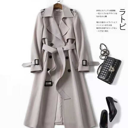 Phantasy Trench Coat Women Long Sleeve Jacket British Style Long Cloack Lace Up Elegant Office Lady Trench Spring Autumn Outfit
