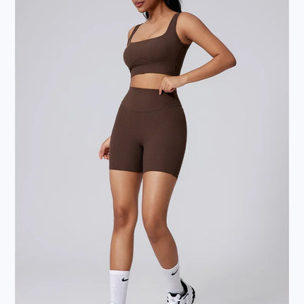 Women Yoga Suit Tracksuit Sports Bra High Waist Legging Shorts Outfit Gym Set Fitness Running Workout Clothes Push Up Sportswear