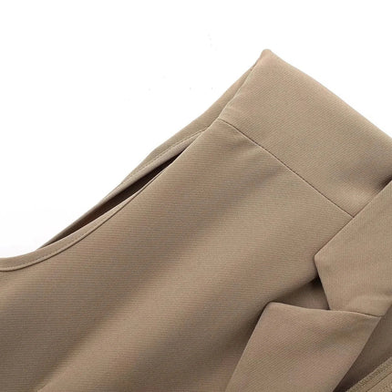 Foridol Khaki Double Breasted Sleeveless Office Windbreaker Style Dress Turn Down Collar Lady Elegenta Vintage Belt New Vestidos