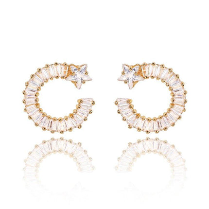Shooting Star Earrings with White Diamond Cubic Zirconia