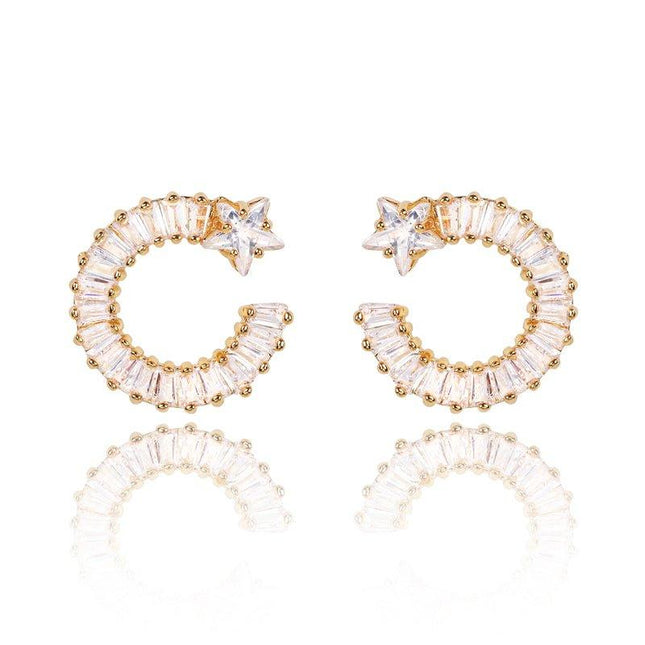 Shooting Star Earrings with White Diamond Cubic Zirconia