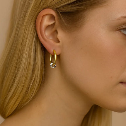 Signature Style Mixed Metal Two-Tone Earrings
