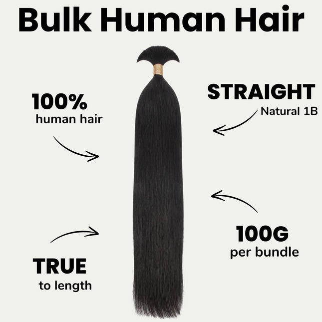 Straight Bulk 100% Human Braiding Hair