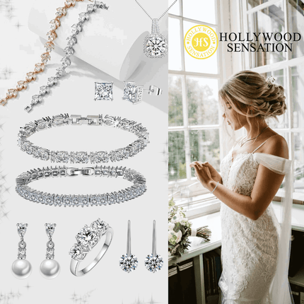 Tennis Bracelet with Marquise Cut Cubic Zirconia