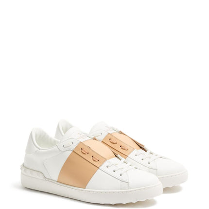 VALENTINO GARAVANI Open Leather Sneaker with Contrast Band and Stud Details