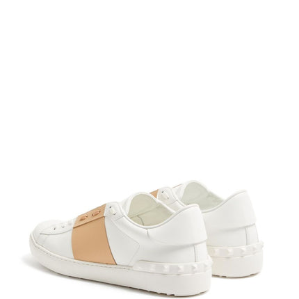 VALENTINO GARAVANI Open Leather Sneaker with Contrast Band and Stud Details