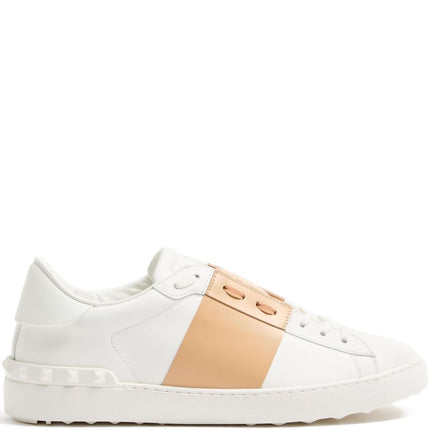 VALENTINO GARAVANI Open Leather Sneaker with Contrast Band and Stud Details