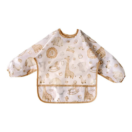 Long Sleeves Waterproof Bib Baby Feeding Clothes Big Pocket Children Apron Protective Clothing Bibs Infant Cartoon Print Clothes