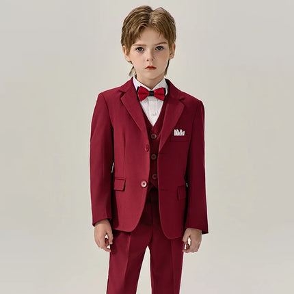 Children Green 4Pieces/Set Jakcet Vest Pants Bowtie Party Dress Children Wedding Photograph Suit Kids Ceremony Birthday Costume