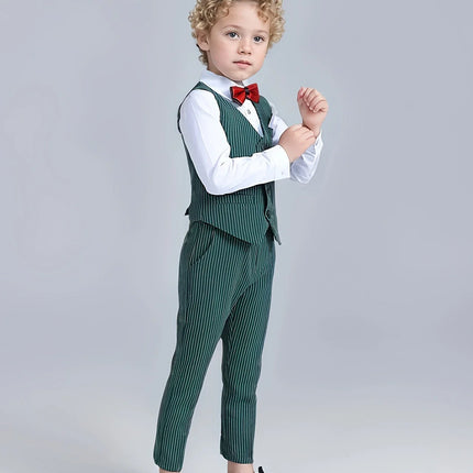 Flower Boys Spring Purple 3Pieces/Set Vest Pants Bowtie Wedding Suit Kids Speech Performance Costume Children Photography Dress