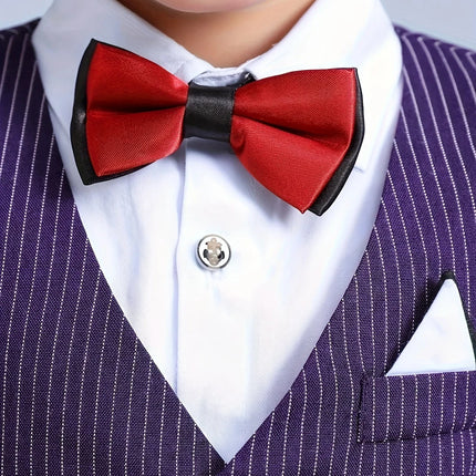Flower Boys Spring Purple 3Pieces/Set Vest Pants Bowtie Wedding Suit Kids Speech Performance Costume Children Photography Dress