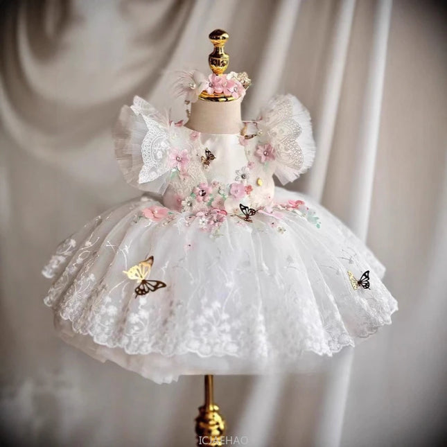 Wed Dress 2025 Newborn Baby Christening Dresses First Birthday Party Outfit Kids Gown Children Vestido First Month Celebration