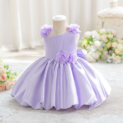Toddler Flower 1st Birthday Party Baby Girls Dress Elegant Wedding Bridesmaids Princess Dress Girl Bow Baptism Banquet Prom Gown