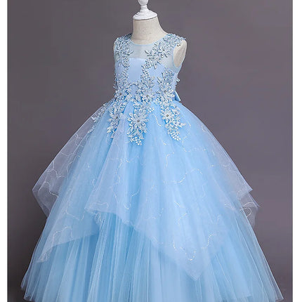Girls' Bridesmaid Wedding Dress Young Girl Elegant Party Dresses Children White Clothing 4 to 12T