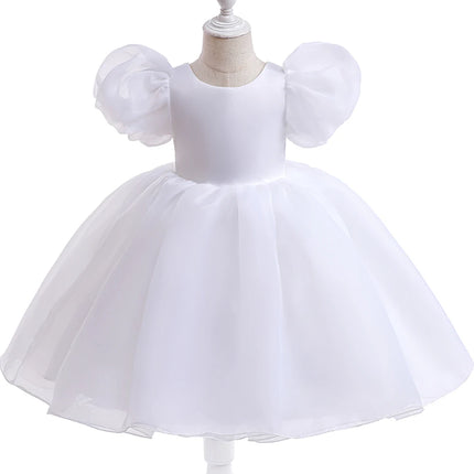 Fashion Flower Printed Party Girls Dresses Christmas Costume White Wedding Birthday Princess Prom Dress for Girl Bridesmaid Gown