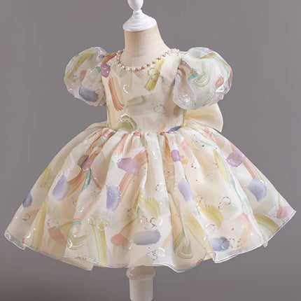 Fashion Flower Girl Dresses for Weddings Lace Short Sleeve Prom Dresses Summer Children Girls Party Dresses 1-7 Years