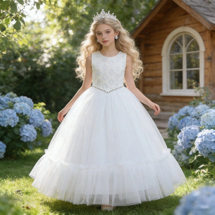 Summer Baptism Wedding Party Girl Flower Dresses Bow Bridesmaids Princess Prom Evening Dress For Girls First Communion Prom Gown