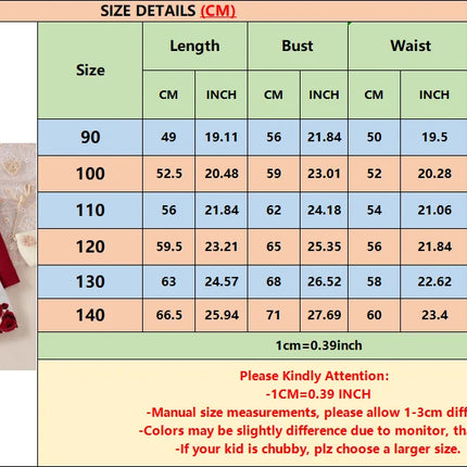 1-7 Years Children Girls New Year Dress Red Long Sleeved Flower Skirt for Birthday Wedding Party Wear Fashion Autumn Outfits