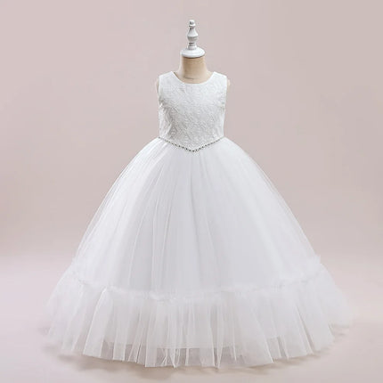 Summer Baptism Wedding Party Girl Flower Dresses Bow Bridesmaids Princess Prom Evening Dress For Girls First Communion Prom Gown