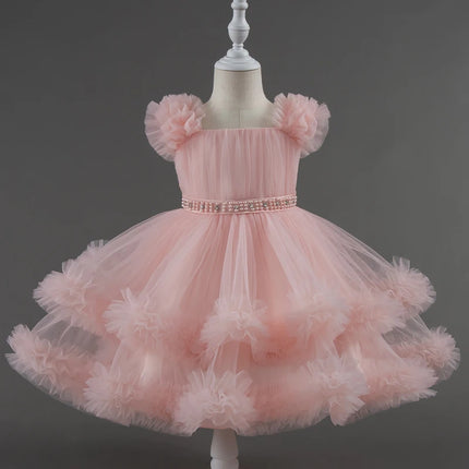 Baby Dress 0-5 Years Old Birthday Party Wedding Sleeveless Mesh Fluffy Cute Girl Princess Dress