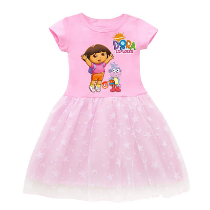 Kids Dress Dora Summer Baby Girls Princess Dress Children Wedding Birthday Party Clothes Christmas Halloween Costume